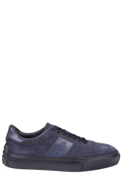 Tod's Logo Embossed Panelled Sneakers In Blue