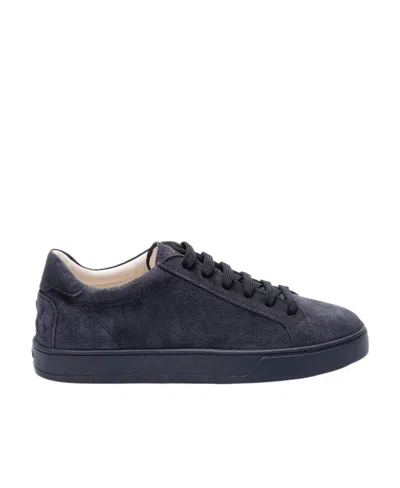 Tod's Logo-embossed Suede Sneakers In Black