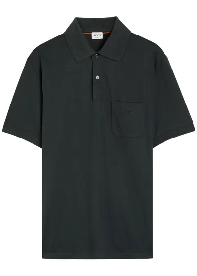 Tod's Tods Logo-embroidered Cotton Polo Shirt In Black
