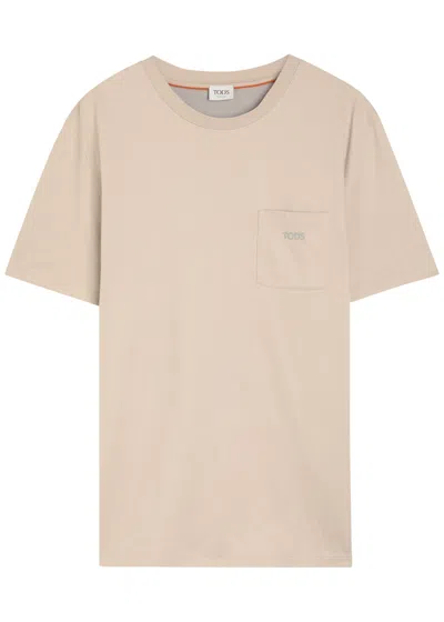 Tod's Tods Logo-embroidered Cotton T-shirt In Neutral