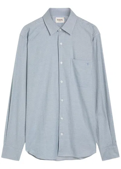 Tod's Tods Logo-embroidered Houndstooth Cotton Shirt In Gray