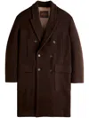 Tod's Logo-embroidered Peak-lapels Double-breasted Coat In Brown