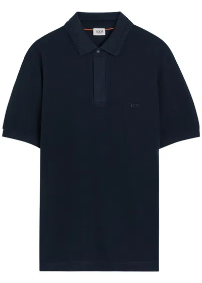 Tod's Tods Logo-embroidered Piqué Cotton Polo Shirt In Blue
