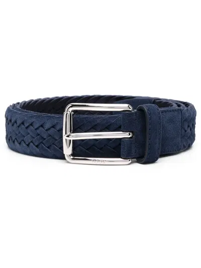 Tod's Logo-engraved Braided Belt In Midnight Blue