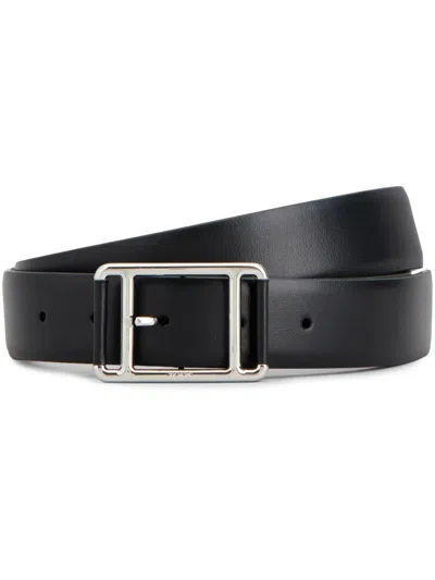 Tod's Logo-engraved Buckle Leather Belt In Black