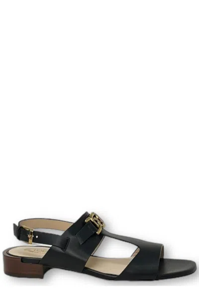 Tod's Logo Engraved Fastened Sandals In Black