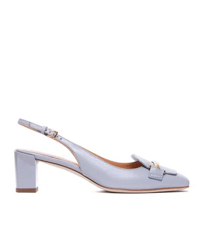 Tod's Logo-engraved Hallow-heeled Sandals In Gray