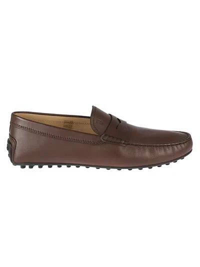 Tod's Logo Engraved Loafers In Marrone Africa