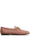 Tod's Logo-engraved Suede Loafers In Rosa