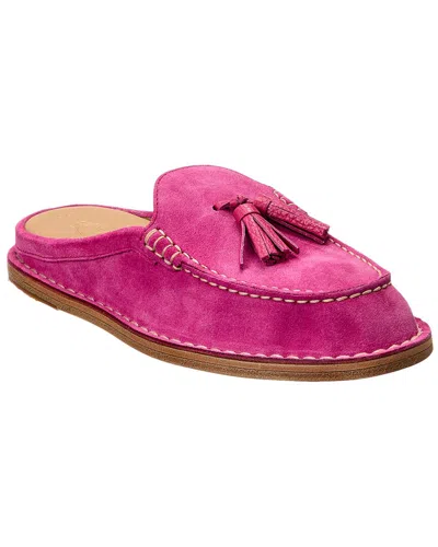 Tod's Tods Logo Fringed Suede Mule In Pink