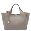 Tod's Dark Grey Leather Top Handle Bag In Gray