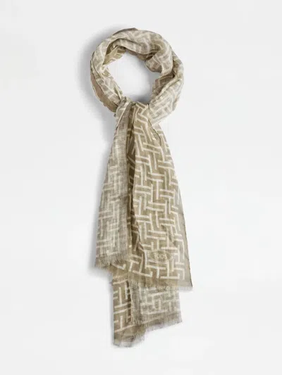 Tod's Logo-jacquard Scarf In Gray
