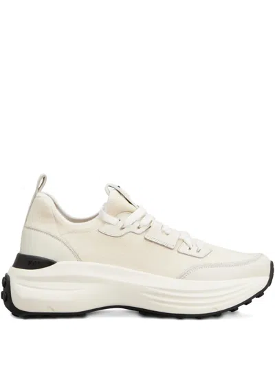 Tod's Logo Knitted Trainers In Neutral