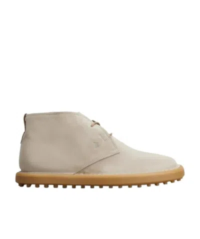 Tod's Logo Lace Up Boots In Nude