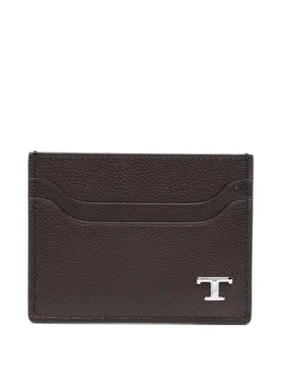 Tod's Logo Leather Cardholder In Brown