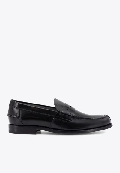Tod's Logo Leather Loafers In Black