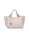 Tod's Mini Logo Shoulder Bag In Pebbled Cream Leather In White