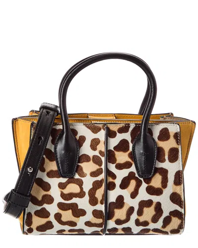 Tod's Tods Logo Mini Haircalf & Suede Tote In Brown