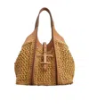 Tod's T Timeless Woven Mini Tote Bag In Brown