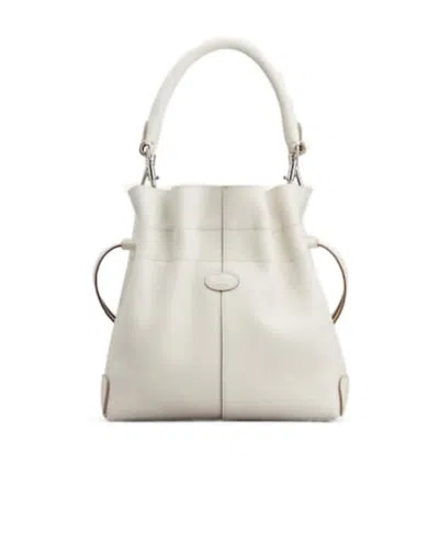 Tod's Logo-patch Leather Bucket Bag In White
