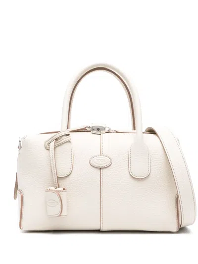 Tod's Logo-patch Leather Tote Bag In Neutrals