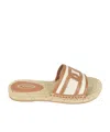 Tod's Kate Sandals In Canvas And Leather In Nude