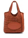 Tod's Shopping Bag In Raffia And Leather Mini In Orange