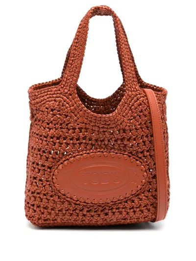 Tod's Logo-patch Tote Bag In Orange