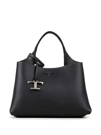 TOD'S LOGO-PENDANT LEATHER TOTE BAG
