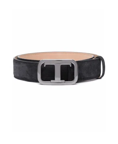 Tod's Logo-plaque Belt In Black