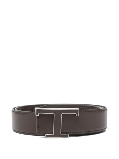 Tod's Logo Plaque Belt In Brown