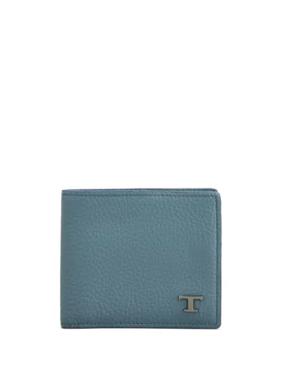 Tod's Logo-plaque Bi-fold Leather Wallet In Blue