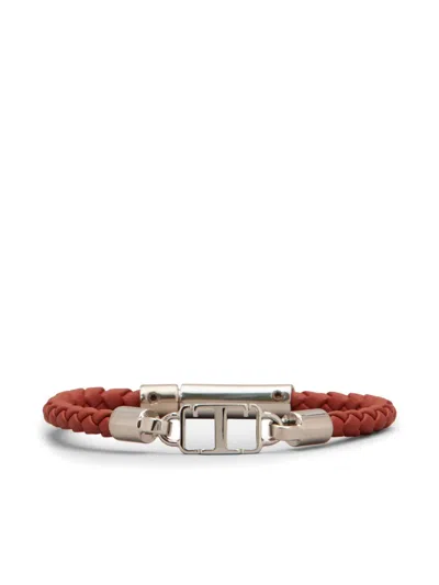 Tod's Logo-plaque Braided Bracelet In Brown