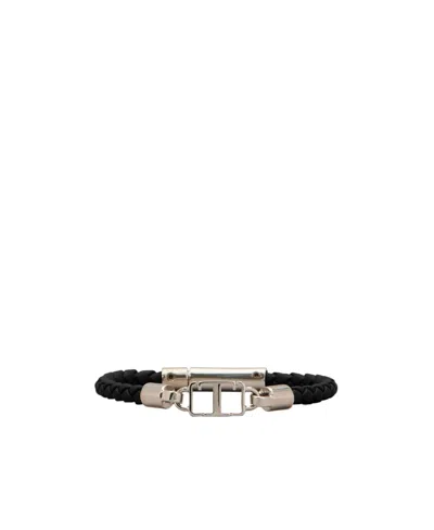 Tod's Logo-plaque Braided Bracelet In Black