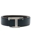 Tod's Logo-plaque Calf-leather Belt In Blue