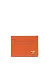 Tod's Logo-plaque Cardholder In Orange