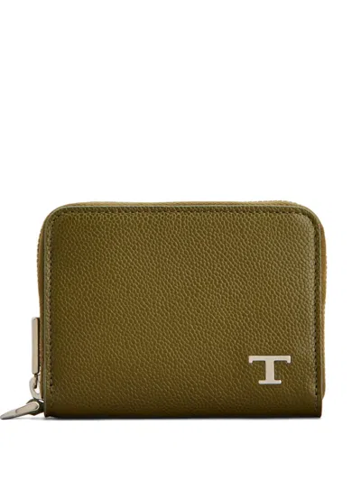Tod's Logo-plaque Coin Purse In Green