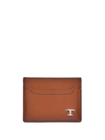 Tod's Logo-plaque Credit Card Holder In Brown