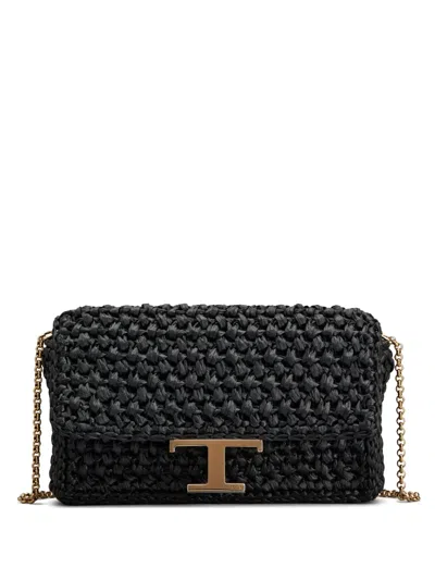 Tod's Logo-plaque Crossbody Bag In Black