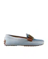 Tod's Mokassins Gommino Aus Denim Und Leder In Gray