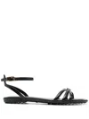 Tod's Logo-plaque Flat Sandals In Black