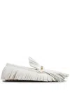 Tod's Logo-plaque Franged Leather Loafers In White