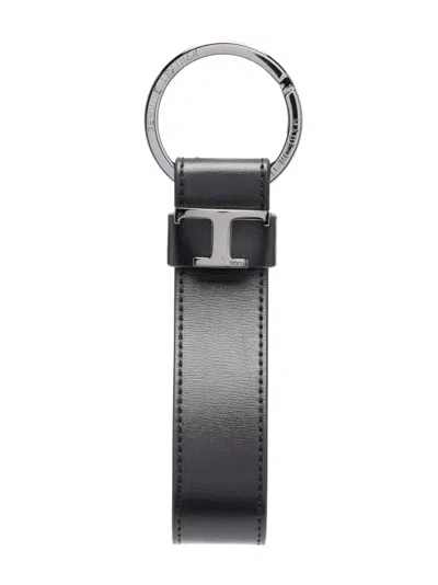 Tod's Logo-plaque Key Holder In Schwarz