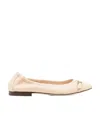 Tod's Logo-plaque Leather Ballerina Shoes In Nude