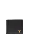 Tod's Logo-plaque Leather Bi-fold Wallet In 黑色