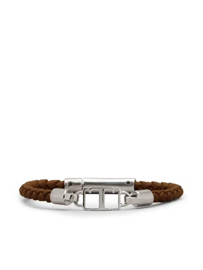 Tod's Logo-plaque Leather Bracelet In Brown