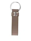 Tod's Taupe Calf Leather Keychain With Ostrich Print In Brown