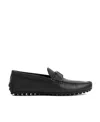Tod's Logo-plaque Leather Loafers In Black