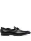 Tod's Logo-plaque Leather Loafers In Black
