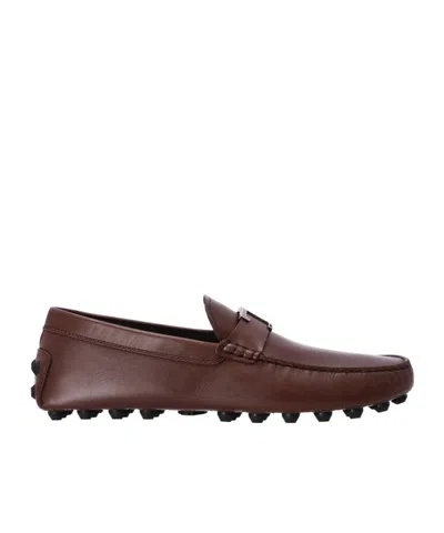 Tod's Logo-plaque Leather Loafers In Black
